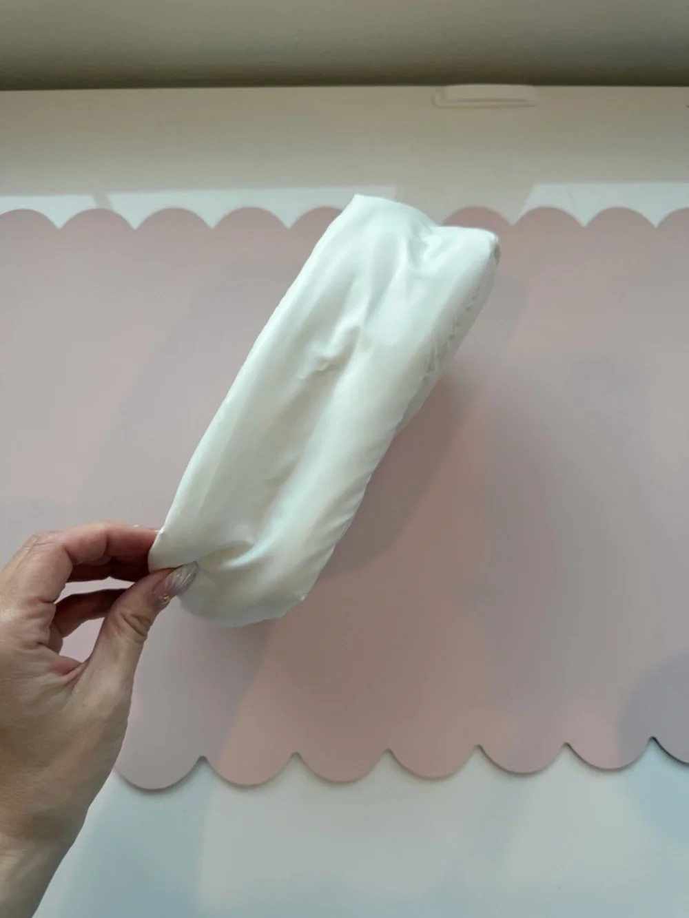 White Quilted Makeup Organizer Pouch